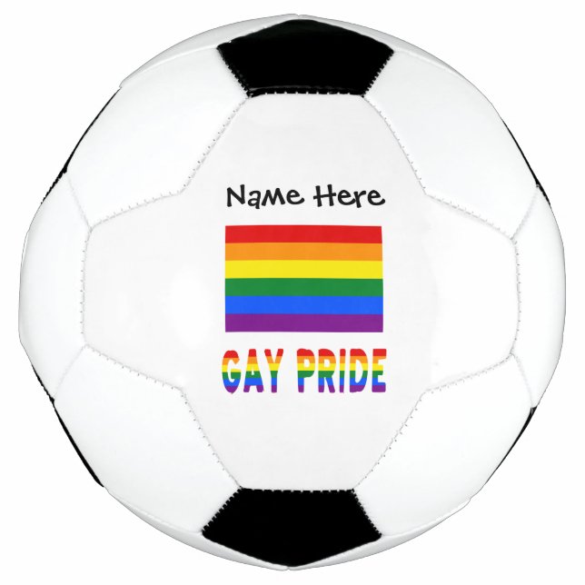 Gay Pride- und Regenbogenflagge mit Ihrem Namen Fu Fußball (Vorderseite)