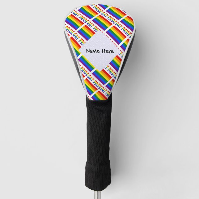 Gay Pride- und Regenbogenflagge mit Ihrem Namen Golf Headcover (Vorderseite)