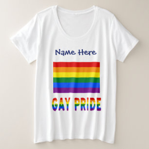Gay Pride- und Regenbogenflagge Personalisiert Große Größe T-Shirt