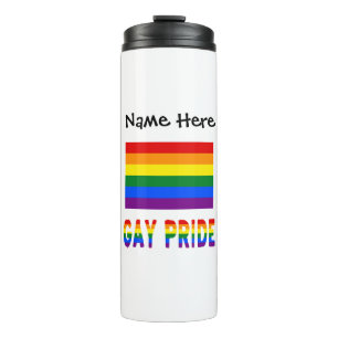 Gay Pride und Regenbogenflagge personalisiert  Thermosbecher