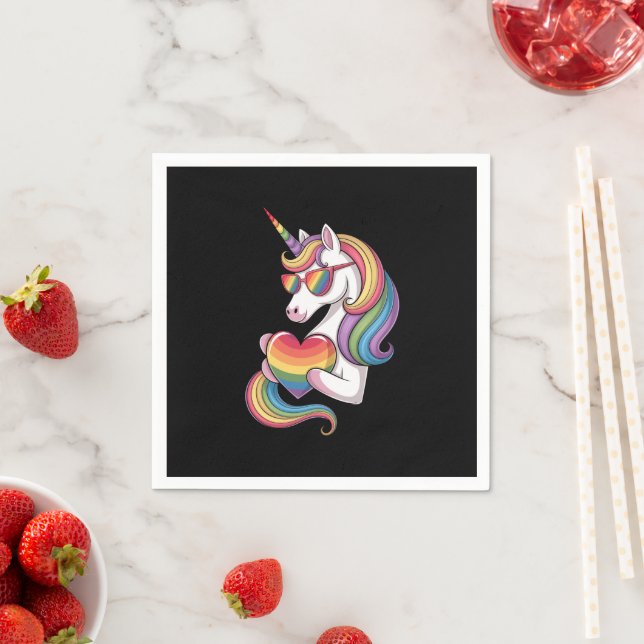 Gay Pride Unicorn Herzenragenbogen Flag LGBT Serviette (Beispiel)