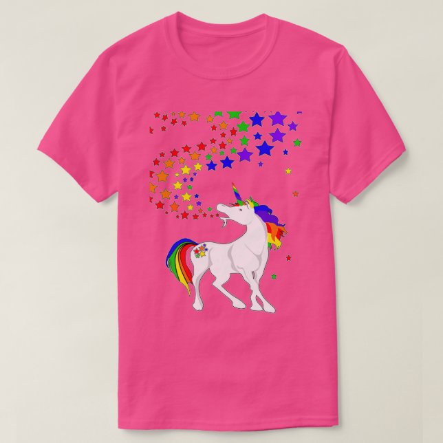 Gay Pride Unicorn Speedbows Stars T-Shirt (Design vorne)