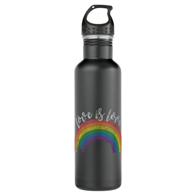 Gay Pride Vintage Rainbow LGBT Liebe Liebe Edelstahlflasche (Vorderseite)