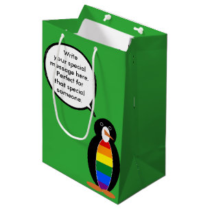 Gay Pride Vortrag von Penguin Personalisiert Mittlere Geschenktüte