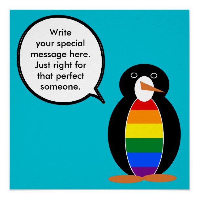 Gay Pride Vortrag von Penguin Personalisiert Poster (Vorderseite)