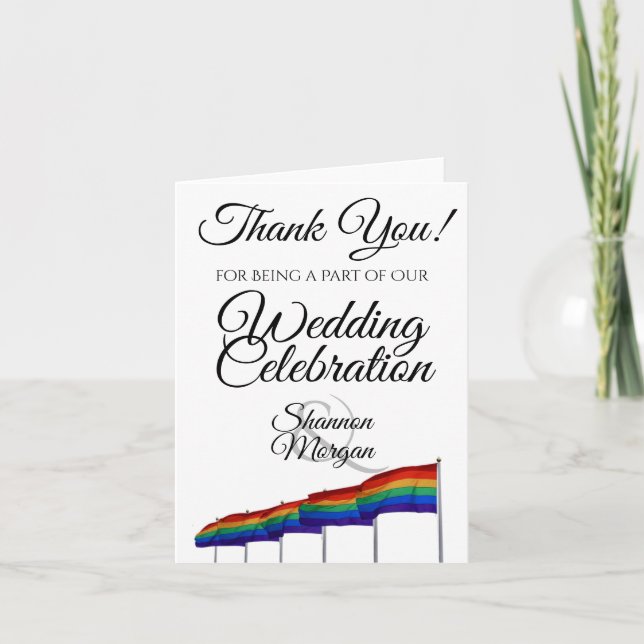 Gay Pride Wedding Dankeschön Card mit Foto Dankeskarte (Vorderseite)