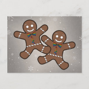 Gay Pride Weihnachten Gingerbrot Männer Couple Postkarte