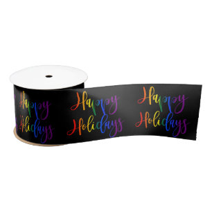 Gay Pride Weihnachten LGBT Rainbow Happy Holidays Satinband