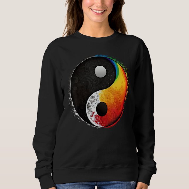 Gay Pride Yin Yang Symbol on LGBTQ Taijitu Yin Yan Sweatshirt (Vorderseite)