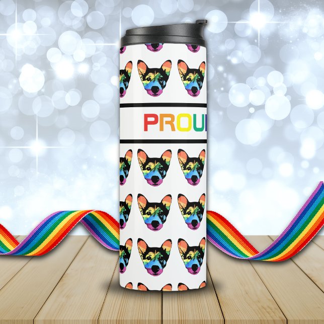Gay Progressive Pride Rainbow Dog Lover Thermosbecher (Von Creator hochgeladen)