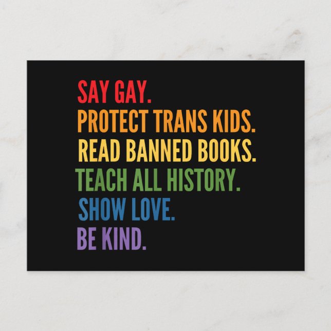 Gay Protect Trans Kids Read Banned Books Be Ki Postkarte (Vorderseite)