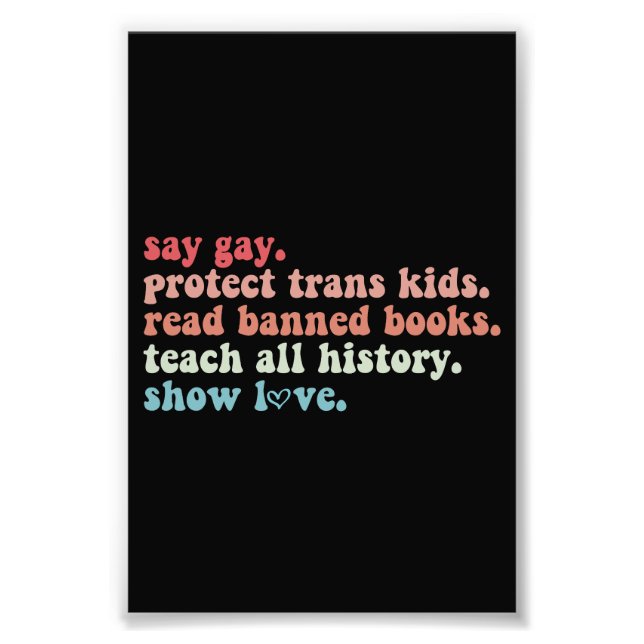 "Gay Protect Trans Kids Read Banned Books LGBTQ" Fotodruck (Vorne)