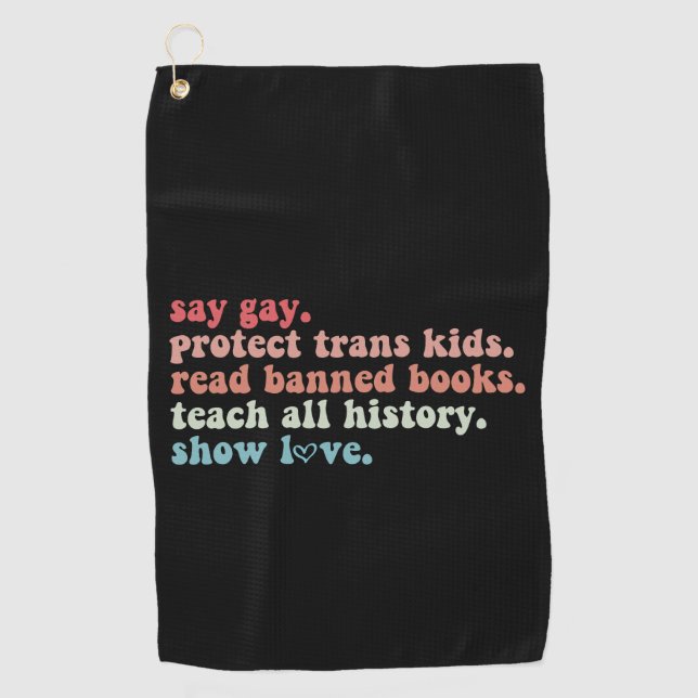 "Gay Protect Trans Kids Read Banned Books LGBTQ" Golfhandtuch (Vorderseite)