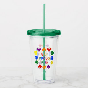 Gay Proud Irish LGBT Rainbow Kleeblatts Acryltrinkbecher
