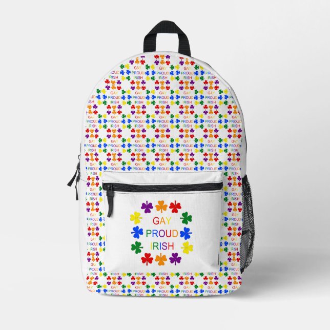 Gay Proud Irish LGBT Rainbow Kleeblatts Bedruckter Rucksack (Vorderseite)