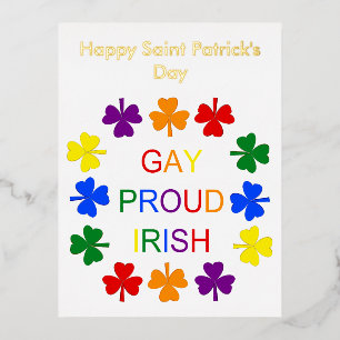 Gay Proud Irish LGBT Rainbow Kleeblatts Custom Folien Feiertagspostkarte
