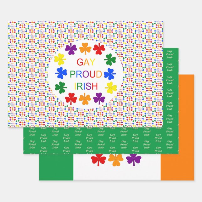 Gay Proud Irish LGBT Rainbow Kleeblatts Custom Geschenkpapier Set (Set)