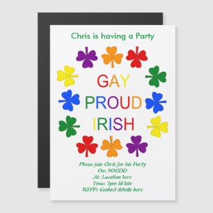 Gay Proud Irish LGBT Rainbow Kleeblatts Custom Magneteinladung