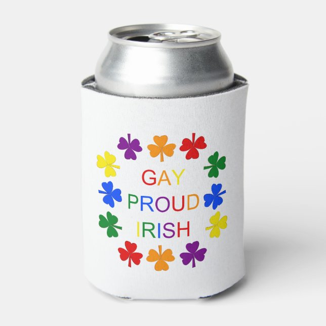 Gay Proud Irish LGBT Rainbow Kleeblatts Dosenkühler (Kanne Vorderseite)