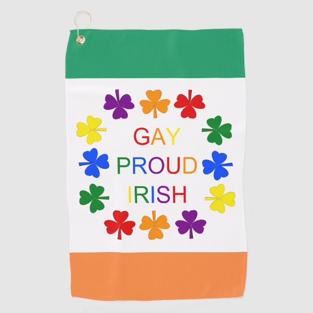 Gay Proud Irish LGBT Rainbow Kleeblatts Golfhandtuch (Vorderseite)