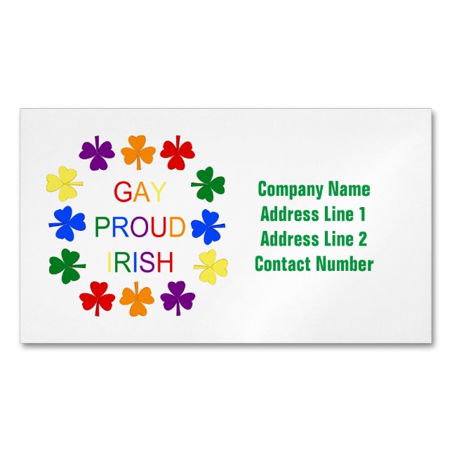 Gay Proud Irish LGBT Rainbow Kleeblatts Magnetische Visitenkarte (Vorderseite)