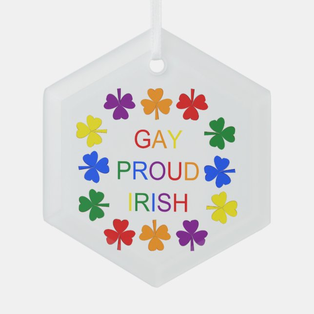 Gay Proud Irish LGBT Rainbow Kleeblatts Ornament Aus Glas (Vorderseite)