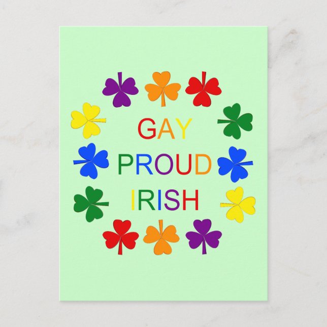Gay Proud Irish LGBT Rainbow Kleeblatts Postkarte (Vorderseite)