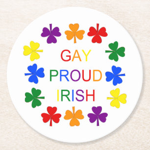 Gay Proud Irish LGBT Rainbow Kleeblatts Runder Pappuntersetzer