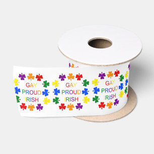 Gay Proud Irish LGBT Rainbow Kleeblatts Satinband