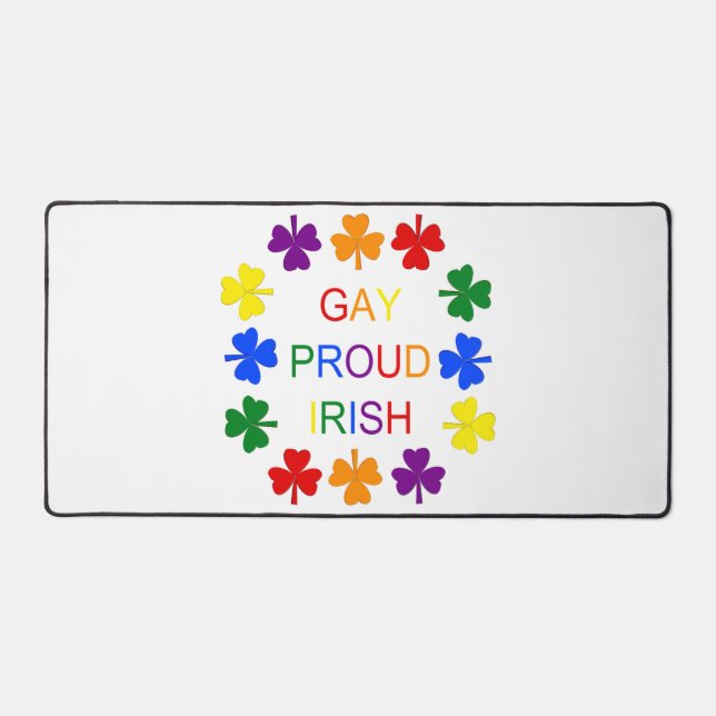 Gay Proud Irish LGBT Rainbow Kleeblatts Schreibtischunterlage (Vorderseite)