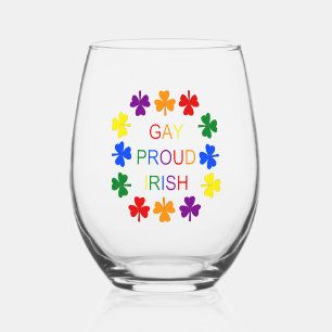 Gay Proud Irish LGBT Rainbow Kleeblatts Weinglas Ohne Stiel