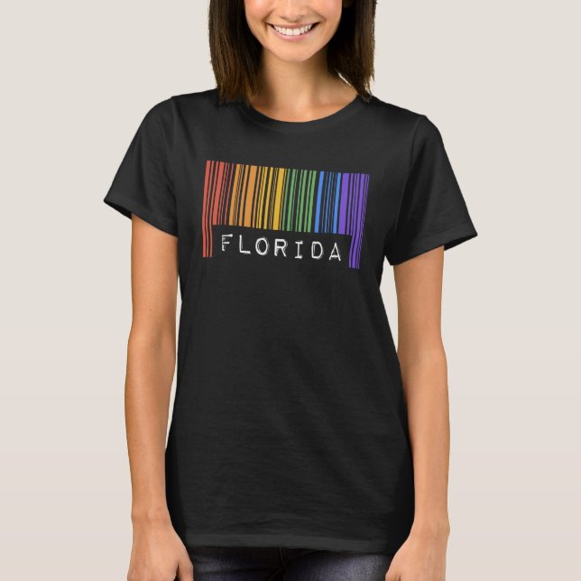 Gay Queer Barcode Pride Florida Aesthetic LGBTQ Fl T-Shirt (Vorderseite)