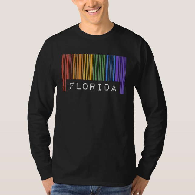 Gay Queer Barcode Pride Florida Aesthetic LGBTQ Fl T-Shirt (Vorderseite)