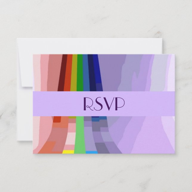 Gay Rainbow and Rings Wedding RSVP (Vorderseite)