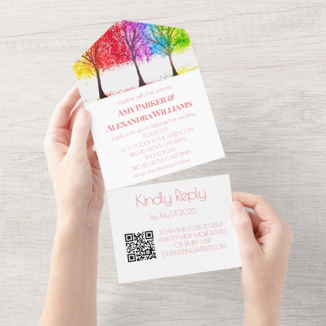 Gay Rainbow Colorful LGBT Pride UAWG QR Code All In One Einladung (Abreißen)