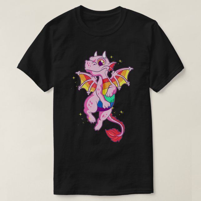 Gay Rainbow Dragon Equality Pride Funny Gift T-Shirt (Design vorne)