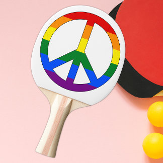 Gay Rainbow Flag Peace Sign Symbol Tischtennis Schläger