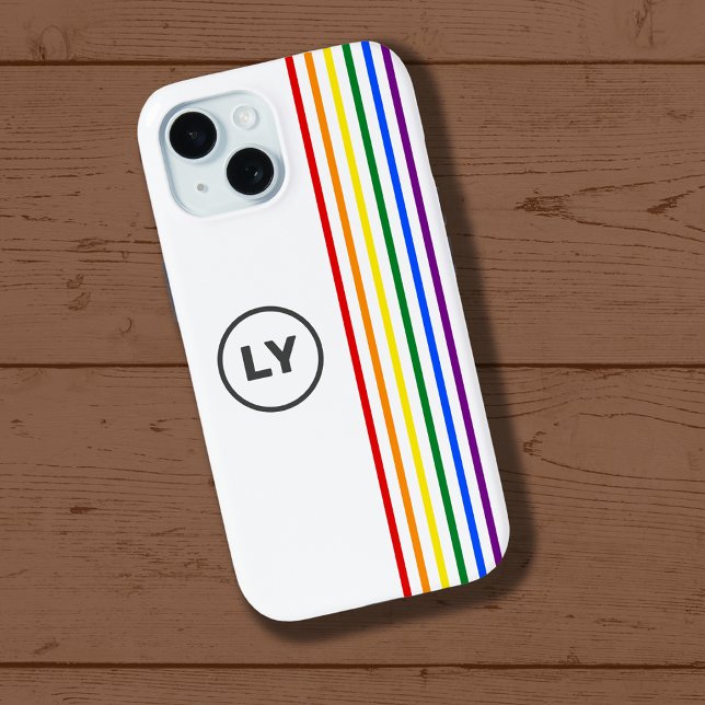 Gay Rainbow Flag Stripes Personalisiert Initialen Case-Mate iPhone Hülle (Von Creator hochgeladen)