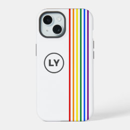 Gay Rainbow Flag Stripes Personalisiert Initialen iPhone 15 Hülle