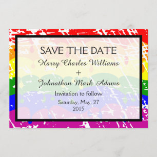 Gay Rainbow Freedom Flag Wedding Save the Date