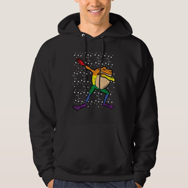 Gay Rainbow Frog Dab Pride Month Lgbt Ally Kids Bo Hoodie (Vorderseite)