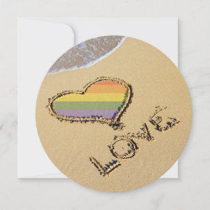 Gay Rainbow Liebe Herz in Sand Einladung