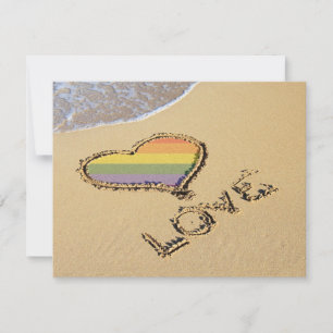 Gay Rainbow Liebe Herz in Sand Einladung