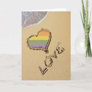 Gay Rainbow Liebe Herz in Sand Karte
