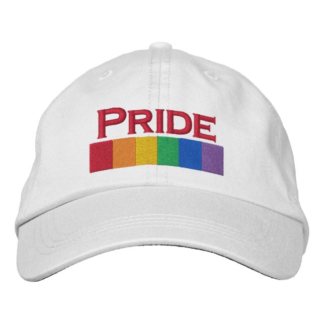 Gay Rainbow Pride Flag Strip Bestickte Kappe (Vorderseite)