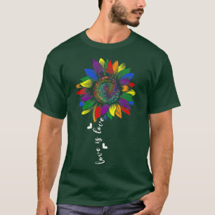 Gay Rainbow Sunflower Liebe is Liebe LGBT Lesbian T-Shirt