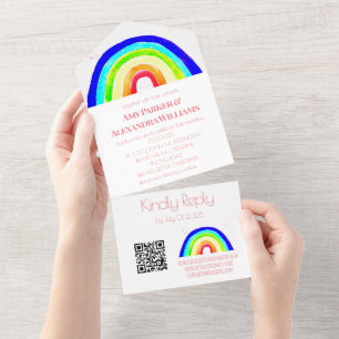 Gay Regenbogen Buntes LGBT Pride RSVP QR Code  All In One Einladung