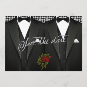 Gay Save the Date mit Tuxedo