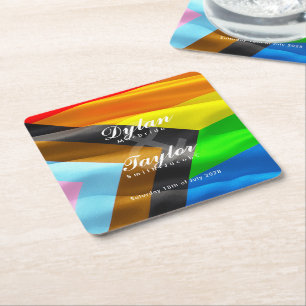 Gay-Schwesternhochzeit-Stolz-Flagge-Typografie Rechteckiger Pappuntersetzer