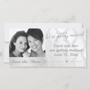 Gay Silver Damask Wedding Foto Save the Date